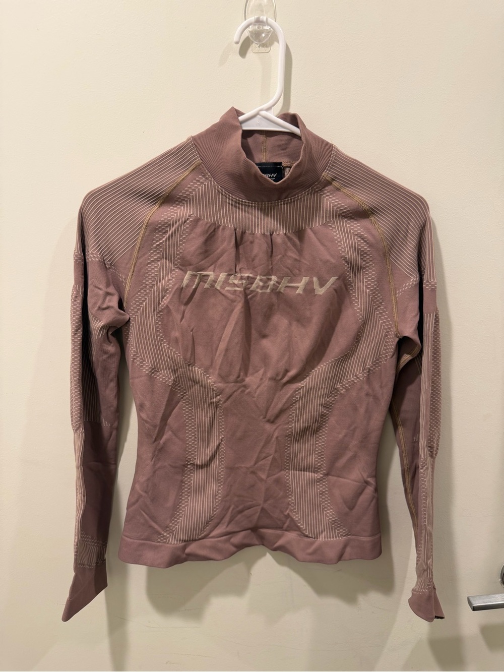 MISBHV Mauve Long-Sleeve Seamless Mock Neck Top